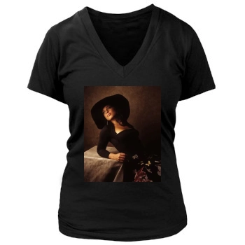 Alicia Keys Women's Deep V-Neck TShirt