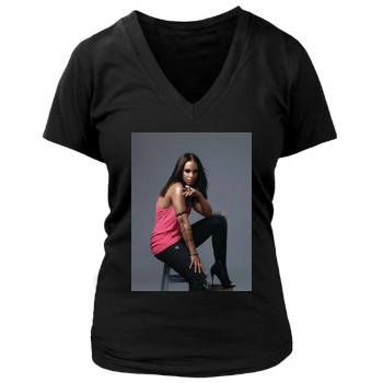 Alicia Keys Women's Deep V-Neck TShirt