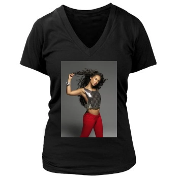 Alicia Keys Women's Deep V-Neck TShirt