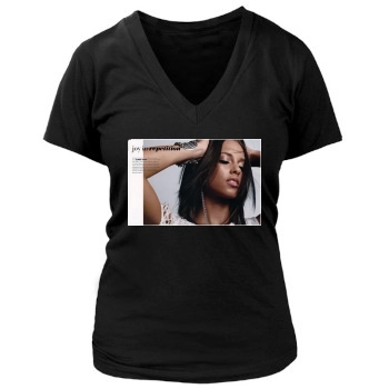 Alicia Keys Women's Deep V-Neck TShirt