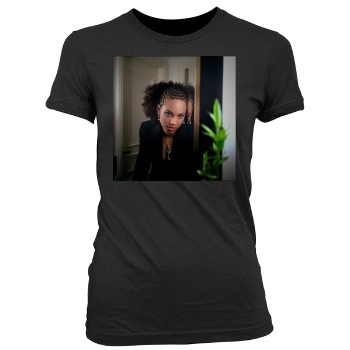 Alicia Keys Women's Junior Cut Crewneck T-Shirt