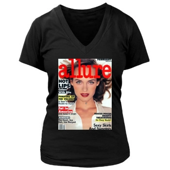 Amber Valletta Women's Deep V-Neck TShirt