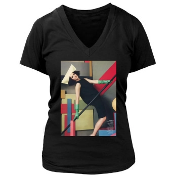 Amber Valletta Women's Deep V-Neck TShirt