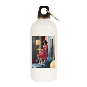 Amber Valletta White Water Bottle With Carabiner