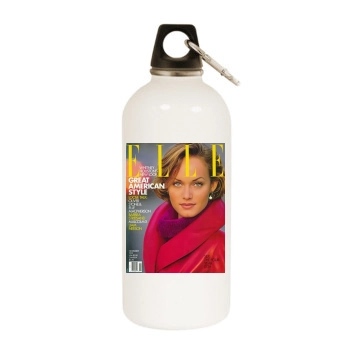 Amber Valletta White Water Bottle With Carabiner