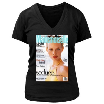 Amber Valletta Women's Deep V-Neck TShirt