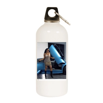 Foxy Brown White Water Bottle With Carabiner