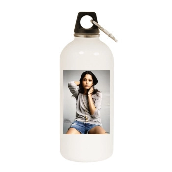 Freida Pinto White Water Bottle With Carabiner