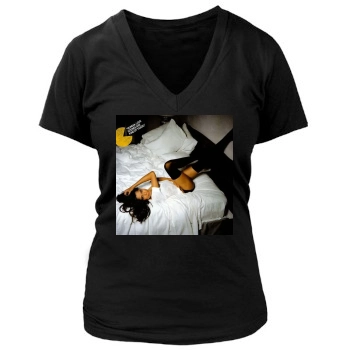 Freida Pinto Women's Deep V-Neck TShirt