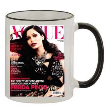 Freida Pinto 11oz Colored Rim & Handle Mug