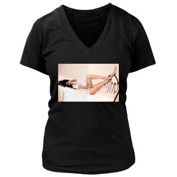 Freida Pinto Women's Deep V-Neck TShirt