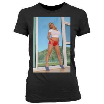 Holly Halston Women's Junior Cut Crewneck T-Shirt