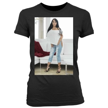 Holly Halston Women's Junior Cut Crewneck T-Shirt