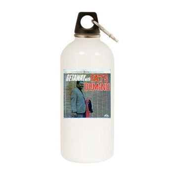 Fats Domino White Water Bottle With Carabiner