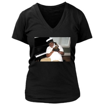 Fats Domino Women's Deep V-Neck TShirt