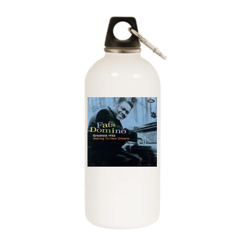 Fats Domino White Water Bottle With Carabiner