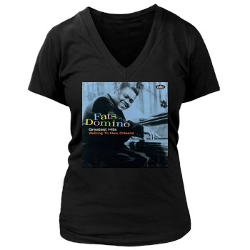 Fats Domino Women's Deep V-Neck TShirt