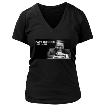 Fats Domino Women's Deep V-Neck TShirt