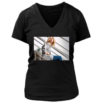 Scarlett Johansson Women's Deep V-Neck TShirt