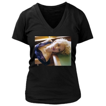 Scarlett Johansson Women's Deep V-Neck TShirt