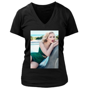 Scarlett Johansson Women's Deep V-Neck TShirt