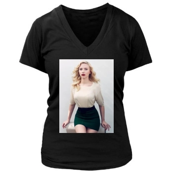 Scarlett Johansson Women's Deep V-Neck TShirt