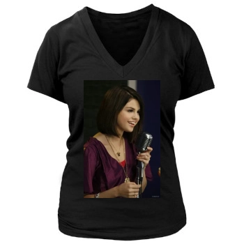 Selena Gomez Women's Deep V-Neck TShirt