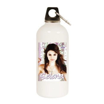 Selena Gomez White Water Bottle With Carabiner