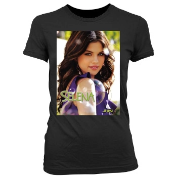 Selena Gomez Women's Junior Cut Crewneck T-Shirt