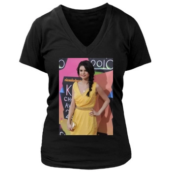 Selena Gomez Women's Deep V-Neck TShirt