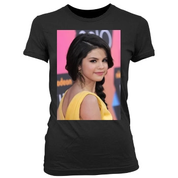 Selena Gomez Women's Junior Cut Crewneck T-Shirt