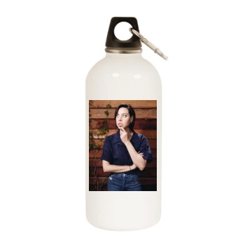 Aubrey Plaza White Water Bottle With Carabiner