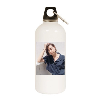 Aubrey Plaza White Water Bottle With Carabiner