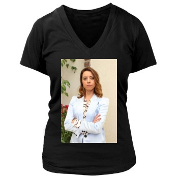 Aubrey Plaza Women's Deep V-Neck TShirt