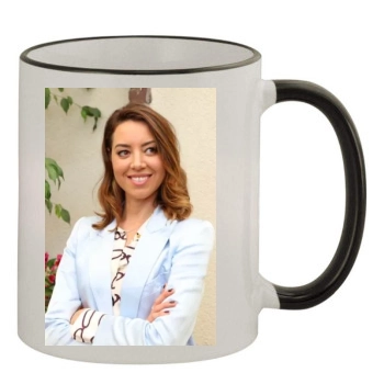 Aubrey Plaza 11oz Colored Rim & Handle Mug