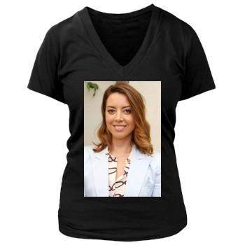 Aubrey Plaza Women's Deep V-Neck TShirt