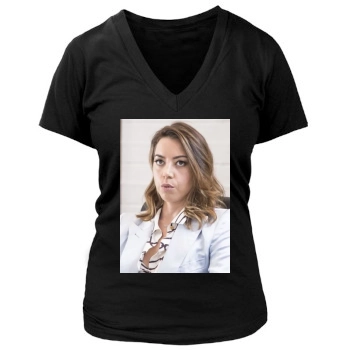 Aubrey Plaza Women's Deep V-Neck TShirt