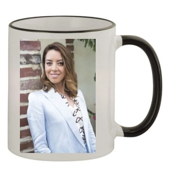 Aubrey Plaza 11oz Colored Rim & Handle Mug