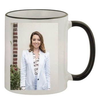 Aubrey Plaza 11oz Colored Rim & Handle Mug