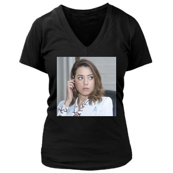 Aubrey Plaza Women's Deep V-Neck TShirt