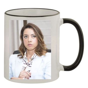 Aubrey Plaza 11oz Colored Rim & Handle Mug