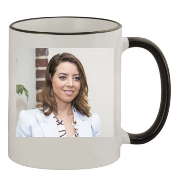 Aubrey Plaza 11oz Colored Rim & Handle Mug