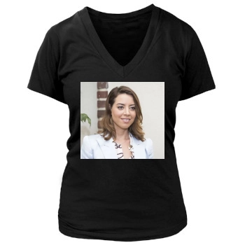 Aubrey Plaza Women's Deep V-Neck TShirt