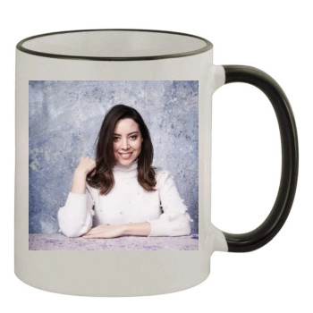 Aubrey Plaza 11oz Colored Rim & Handle Mug