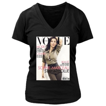 Sophie Marceau Women's Deep V-Neck TShirt