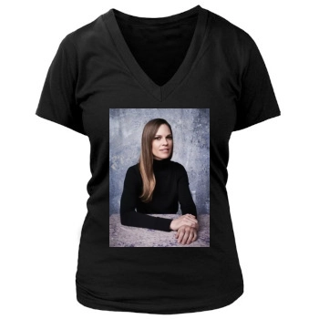 Hilary Swank Women's Deep V-Neck TShirt