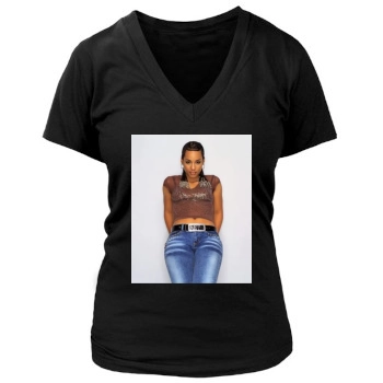 Alicia Keys Women's Deep V-Neck TShirt