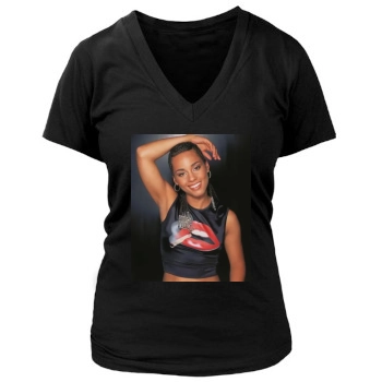 Alicia Keys Women's Deep V-Neck TShirt