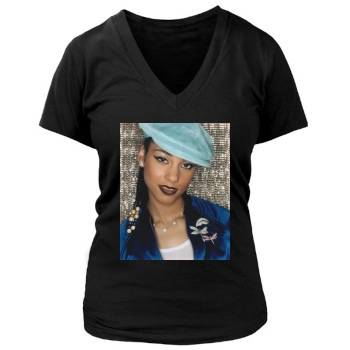 Alicia Keys Women's Deep V-Neck TShirt