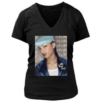 Alicia Keys Women's Deep V-Neck TShirt